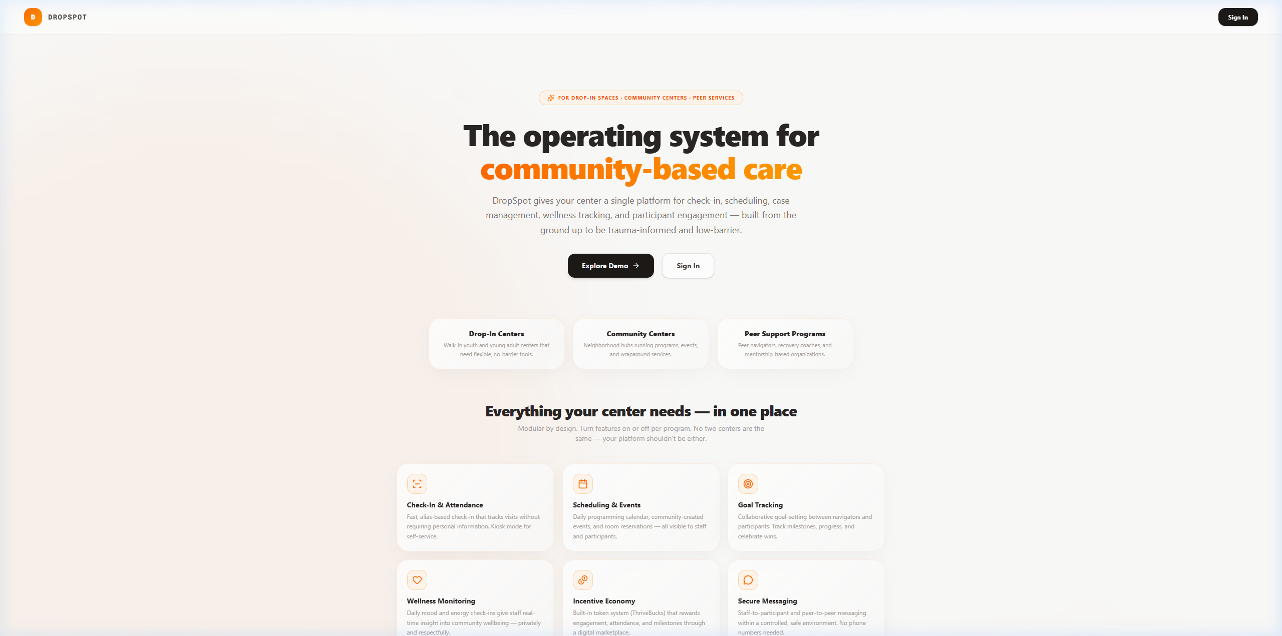 DropSpot — Operating system for community-based care