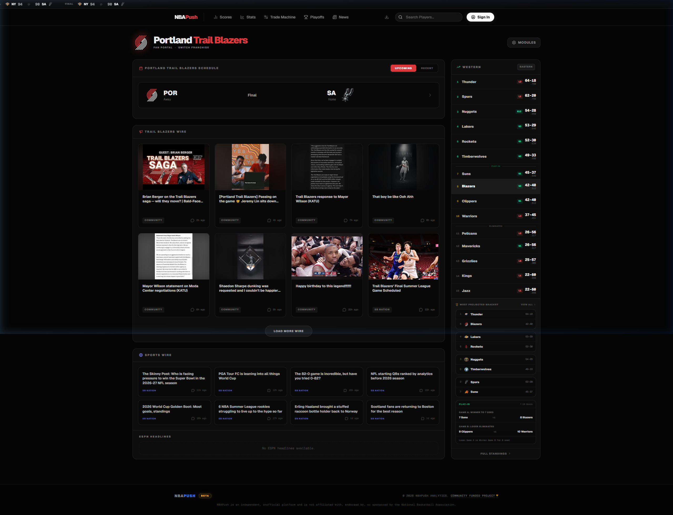 NBAPush — NBA Community Hub & Analytics
