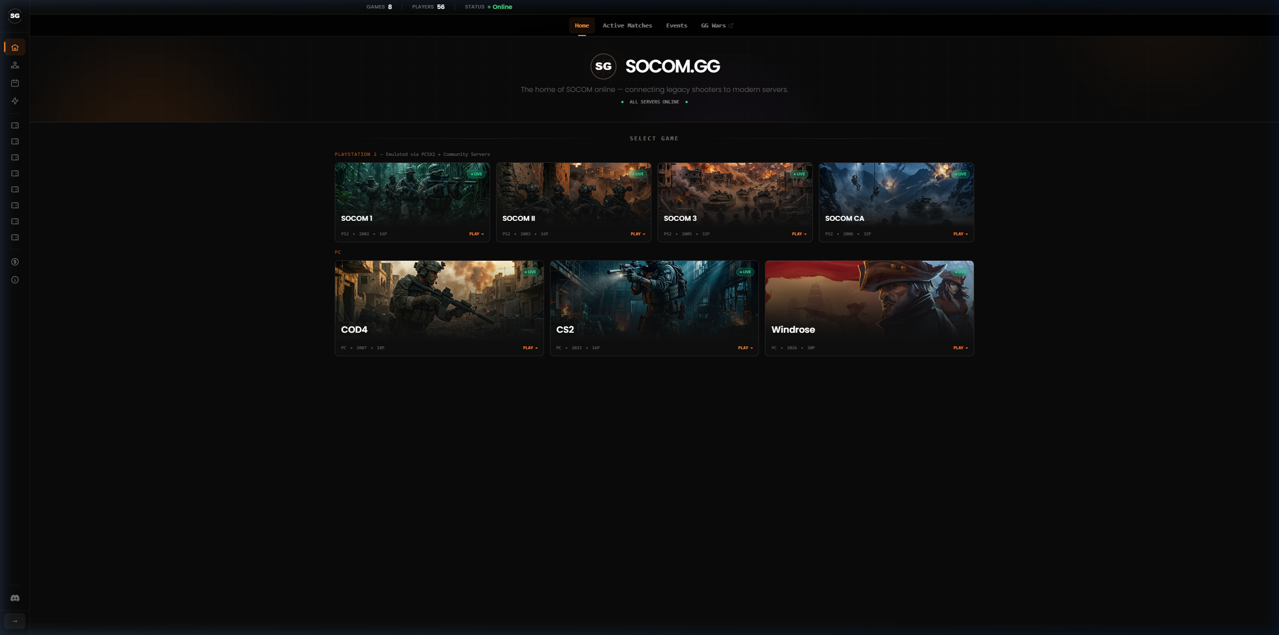 SOCOM.GG — Retro Game Revival Platform